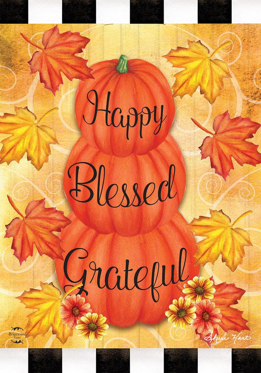 Fall Thanksgiving Garden Flag 12X18 for Outdoor Happy Blessed Grateful Autumn for Thanksgiving Garden Flag Flags for Outside