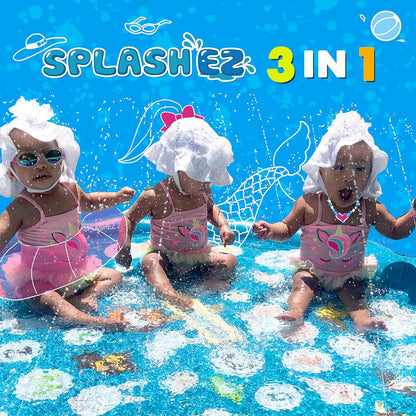 3-In-1 Splash Pad, Sprinkler for Kids & Baby Pool for Learning – Toddler Sprinkler Pool, 60’’ outside Water Toys – “From a to Z” Outdoor Play Mat for Babies & Toddlers