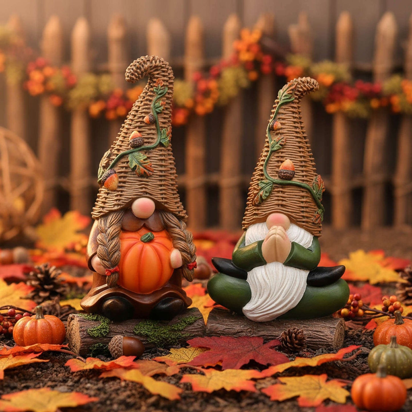 Fall Decorations for Home, Fall Gnomes Decoration, Wicker Gnomes Decor, Thanksgiving Decor, 2Pcs