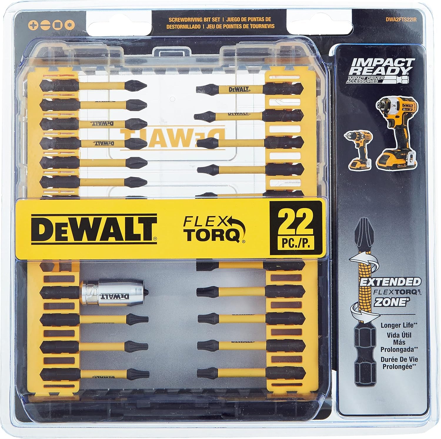 Dewalt Flextorq Impact Driver Bit Set, 22-Piece (DWA2FTS22IR)