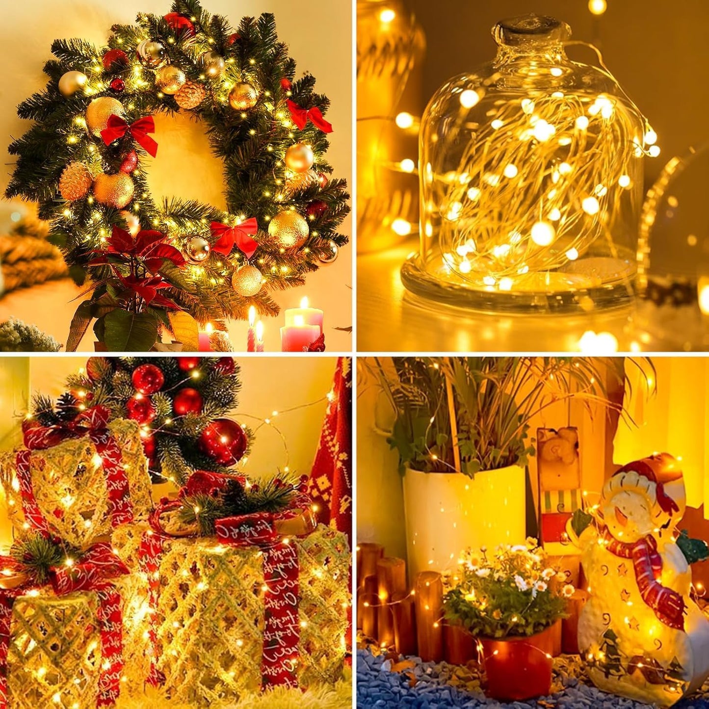 24 Pack Fairy Lights Battery Operated [3 Modes] 7Ft 20 LED Mini Twinkle String Lights Waterproof Silver Wire Firefly Starry Lights for Wedding Party Mason Jars Christmas Decorations, Warm White
