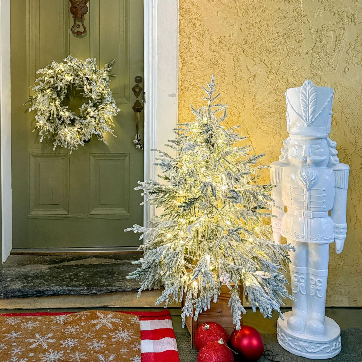 48” Glossy White Soldier, Large Resin Decorative Christmas Nutcracker, Modern Seasonal Holiday Figurine