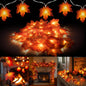 2 Pack Thanksgiving Maple Leaf String Lights, Total 20FT 40 LED Battery Operated Lighted Fall Leaves Garland, Halloween Decorations for Indoor Outdoor Autumn Harvest Decor