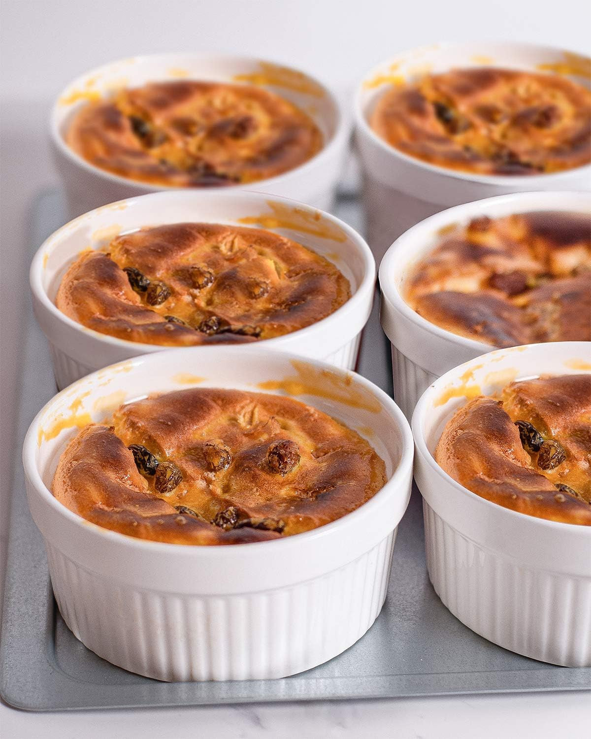 Ramekins 12 Oz Oven Safe, Creme Brulee Set, 6 PACK Porcelain Souffle Dish for Baking, Soup Bowls for French Onion Soup White