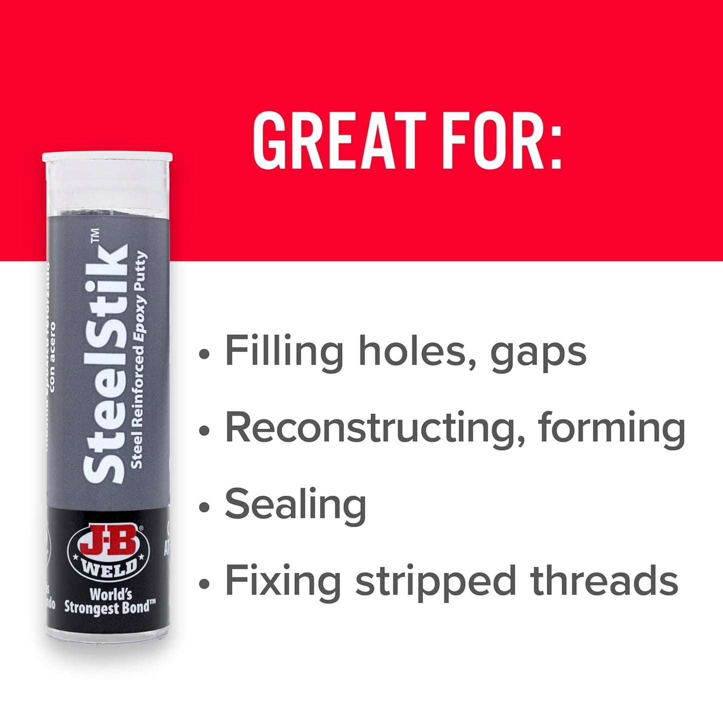 Steelstik, 1 Hour Cure, Steel Reinforced Epoxy Putty Stick - 2 Pack, Dark Grey (8267-2)