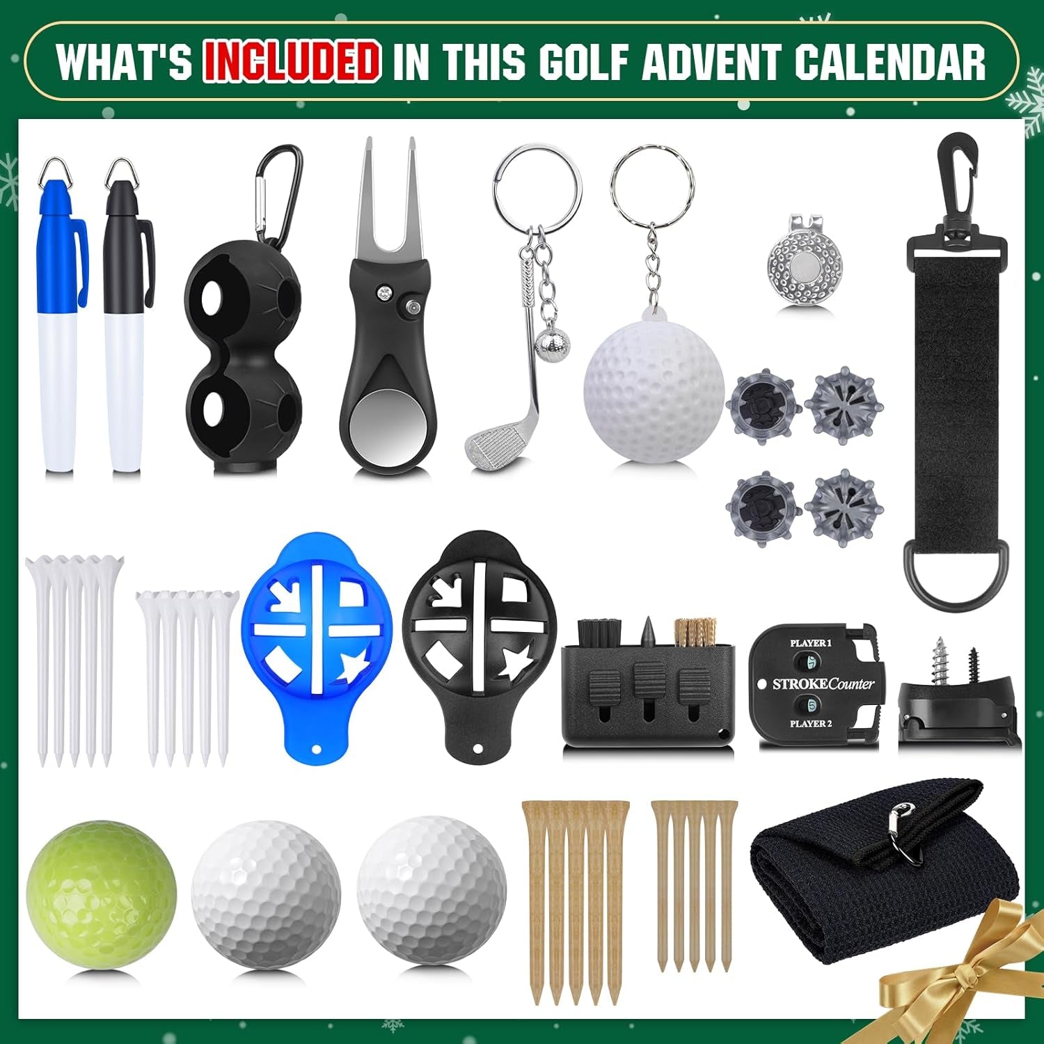 Golf Advent Calendar 2025 for Men Teen Boy, 24-Day Christmas Count-Down Calendar for Father, Husband, or Boyfriend, Perfect Holiday Gift Featuring Golf Balls, Tees, Ball Markers