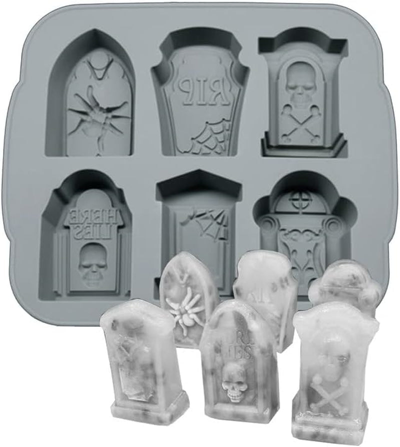 Silicone Ice Cube Trays Halloween RIP Gravestone Mold for Ice, Candy, Cake, Soap