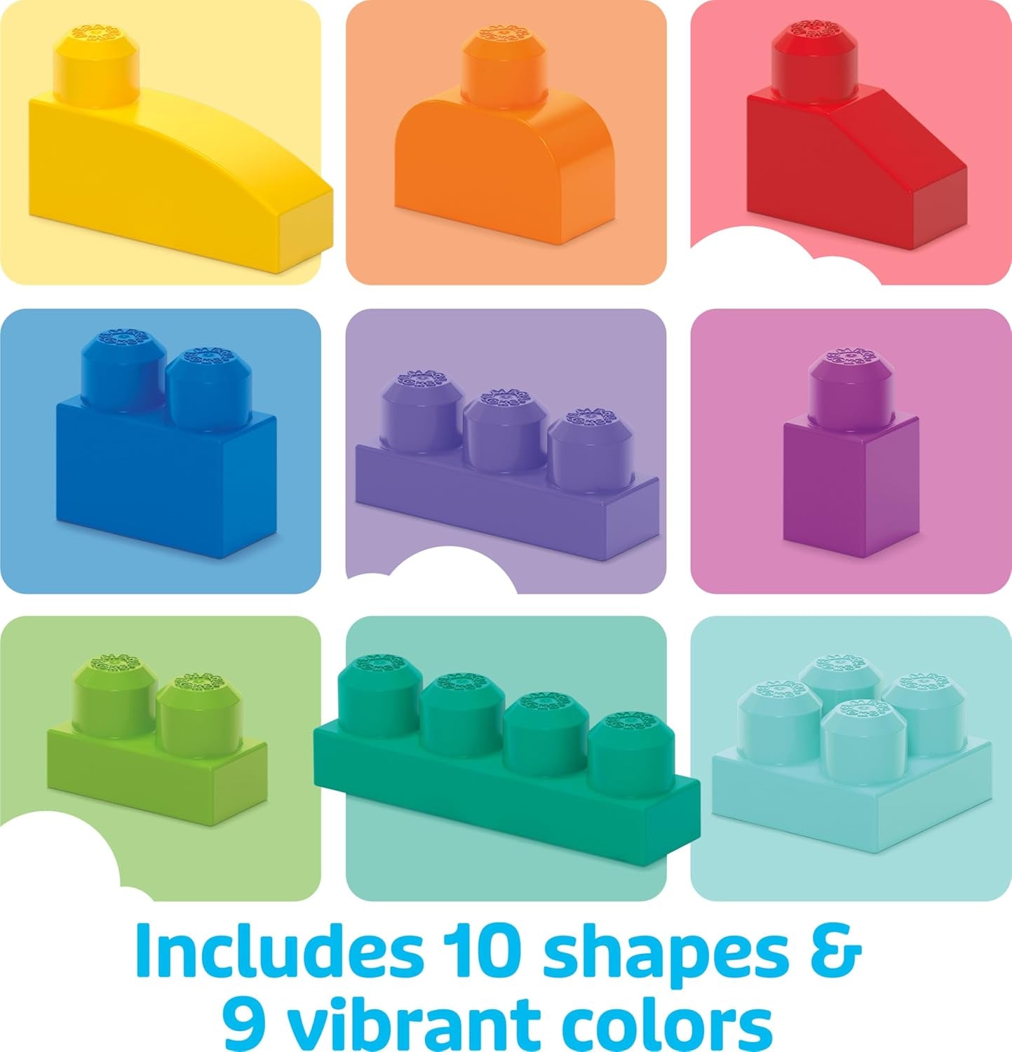 MEGA BLOKS First Builders Toddler Blocks Toys Set, Big Building Bag with 80 Pieces and Storage, Ages 1+ Years