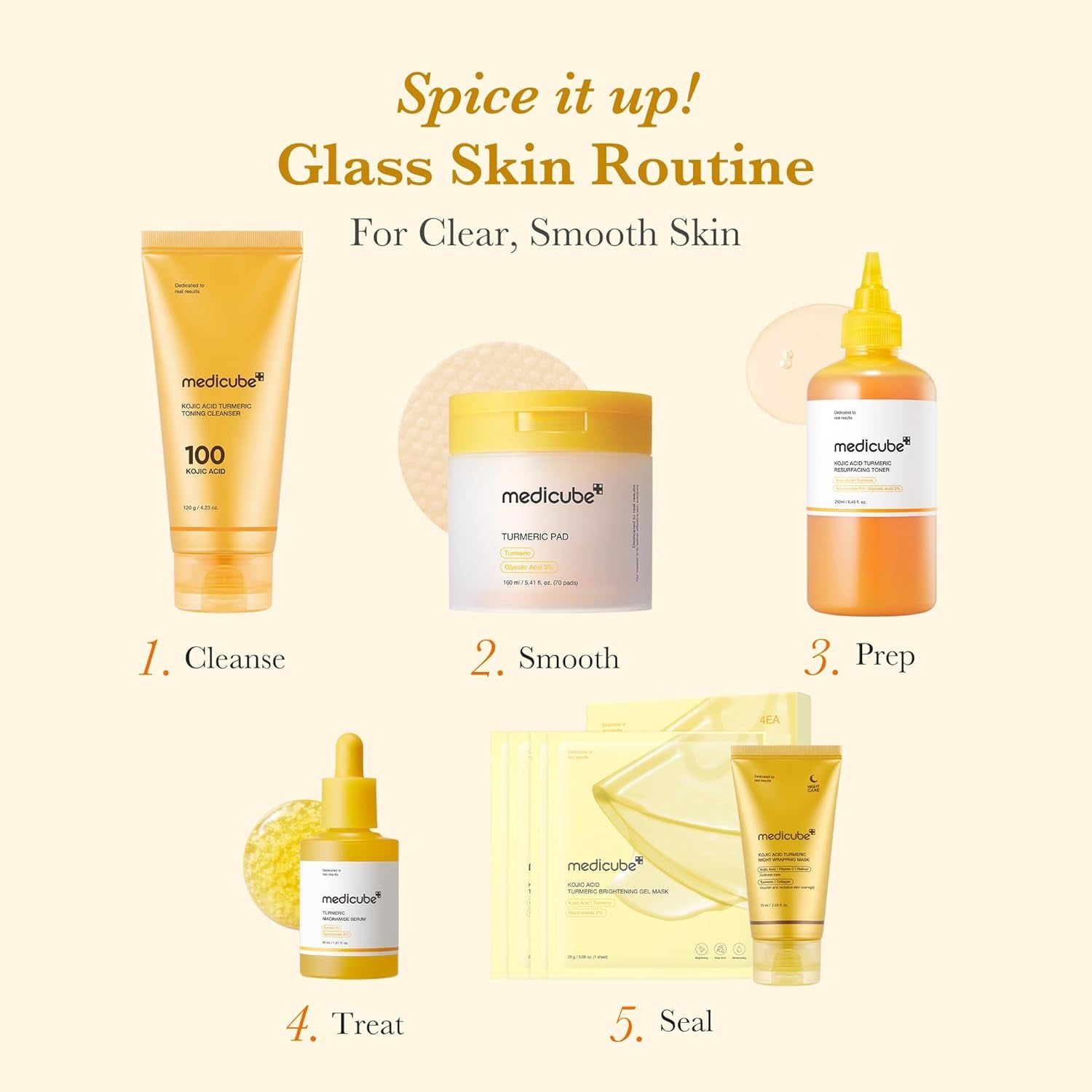 Kojic Acid Turmeric Clarifying Toner Pad for Troubled Skin & Use after Spot Care | Soothing & Calming with Kojic Acid, Turmeric, Niacinamide, and Glycolic Acid | Korean Skin Care, 70 Pads