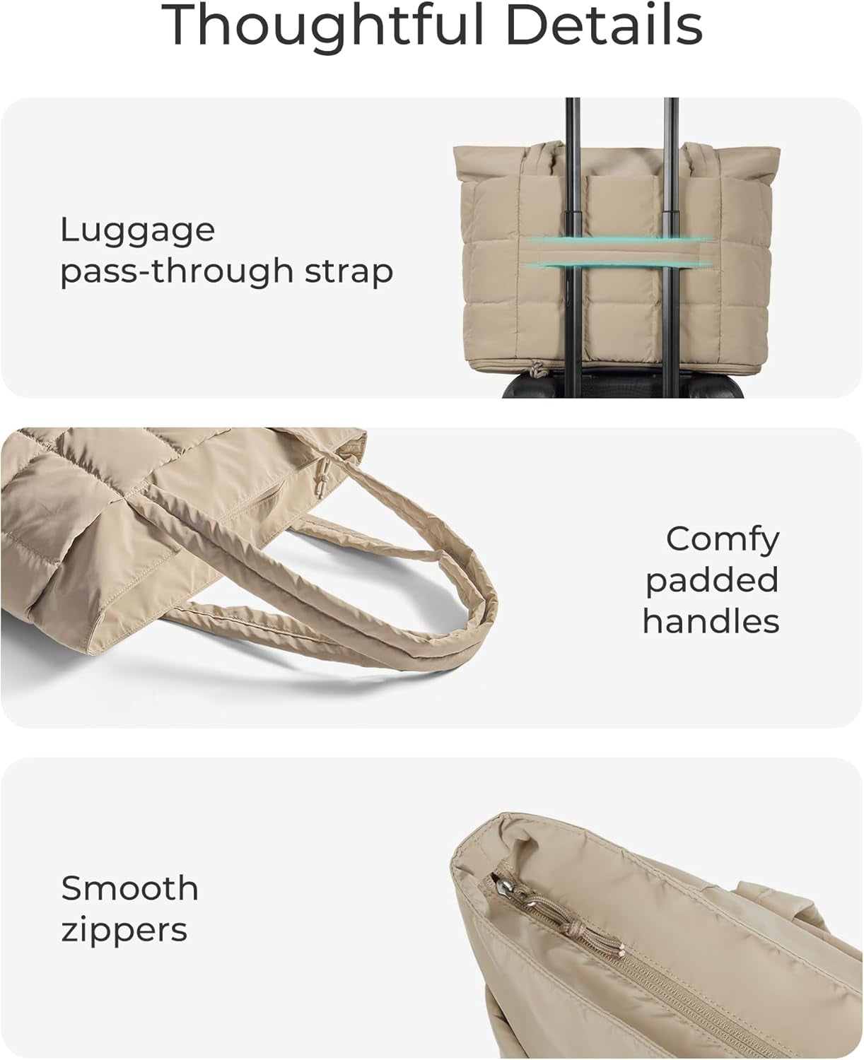 Large Tote Bag for Women, Expandable Puffer Work Tote Handbag, Quilted Carry-On Travel Gym Bag