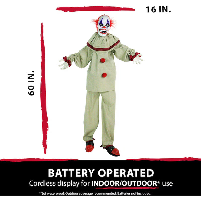 5-Ft Freestanding Motion Activated Talking Lighted Frans Clown Animatronic