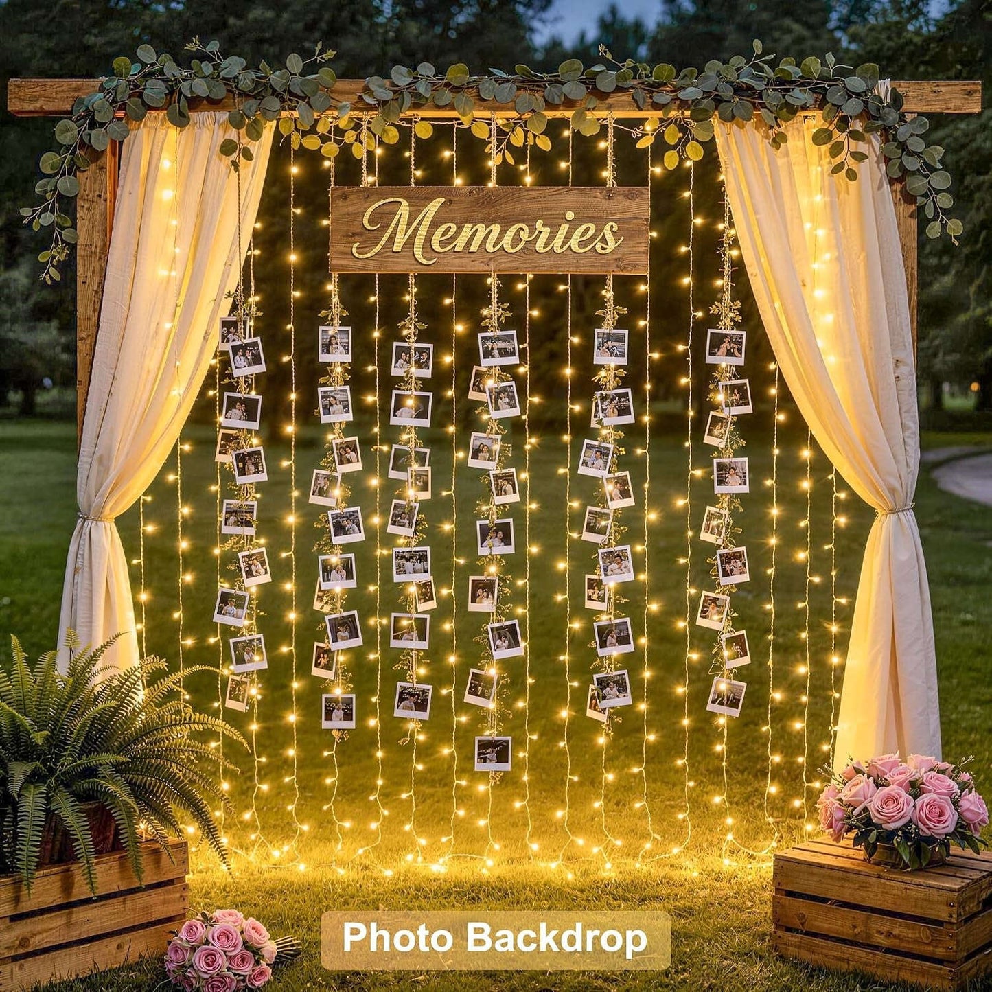 300 LED Remote Control Curtain Lights, Plug in Fairy Curtain Lights Outdoor, Window Wall Hanging String Lights for Bedroom Indoor Dorm Backdrop Wedding Party Patio Christmas Decor, Warm White