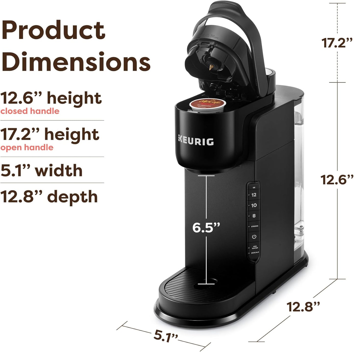 K-Express Single Serve K-Cup Pod Coffee Maker, 3 Brew Sizes, Strong Button Feature, 42Oz Removable Reservoir, Black