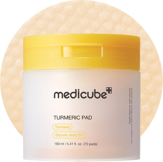 Kojic Acid Turmeric Clarifying Toner Pad for Troubled Skin & Use after Spot Care | Soothing & Calming with Kojic Acid, Turmeric, Niacinamide, and Glycolic Acid | Korean Skin Care, 70 Pads
