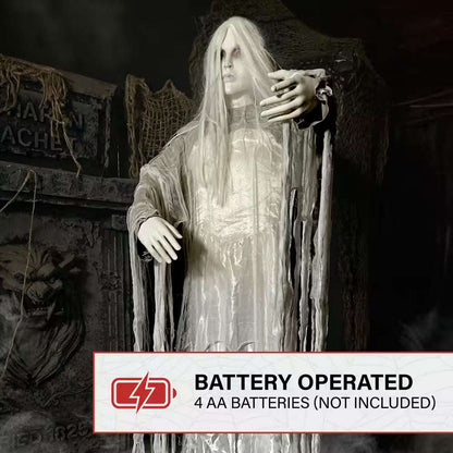 5.6 Ft. Rising Ghost Woman by Tekky, Sound Activated Halloween Animatronic