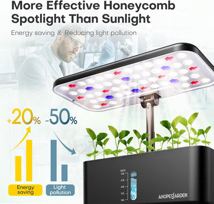 Indoor Garden Hydroponics Growing System: 10 Pods Plant Germination Kit Herb Vegetable Growth Lamp Countertop with LED Grow Light - Hydrophonic Planter Grower Harvest Lettuce