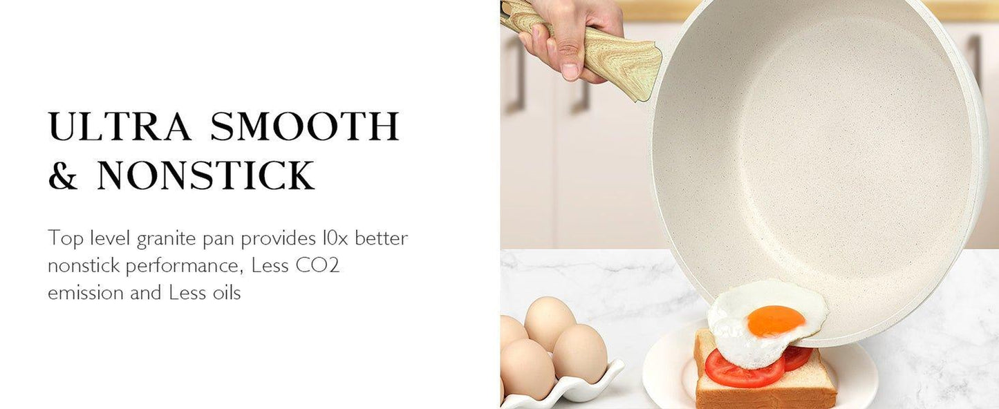 Gipp 10Pcs Nonstick White Granite Pots and Pans Set, Pfos-Free