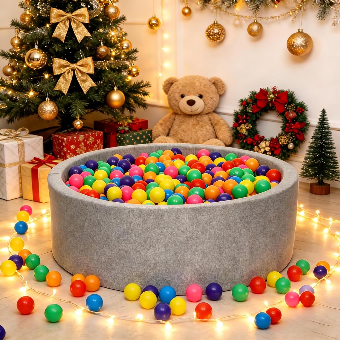 Ball Pit Balls Phthalate Free BPA Free Crush Proof Plastic - 7 Bright Colors in Reusable Play Toys for Kids with Storage Bag