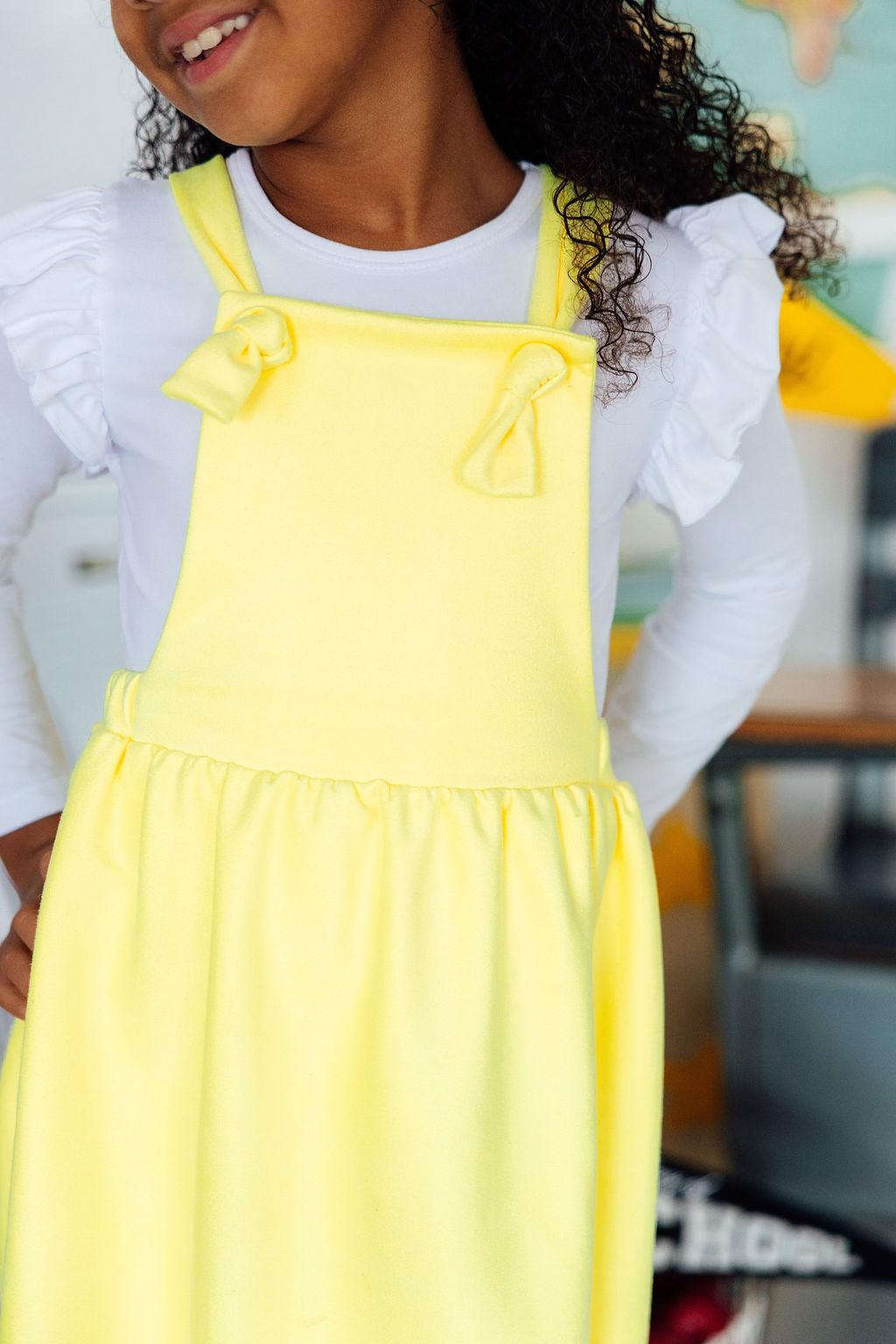 Bright Yellow Faux Suede Pinafore Baskit Bazaar