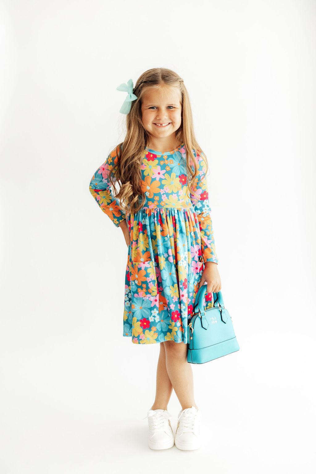 Flower Child L/S Pocket Twirl Dress Baskit Bazaar