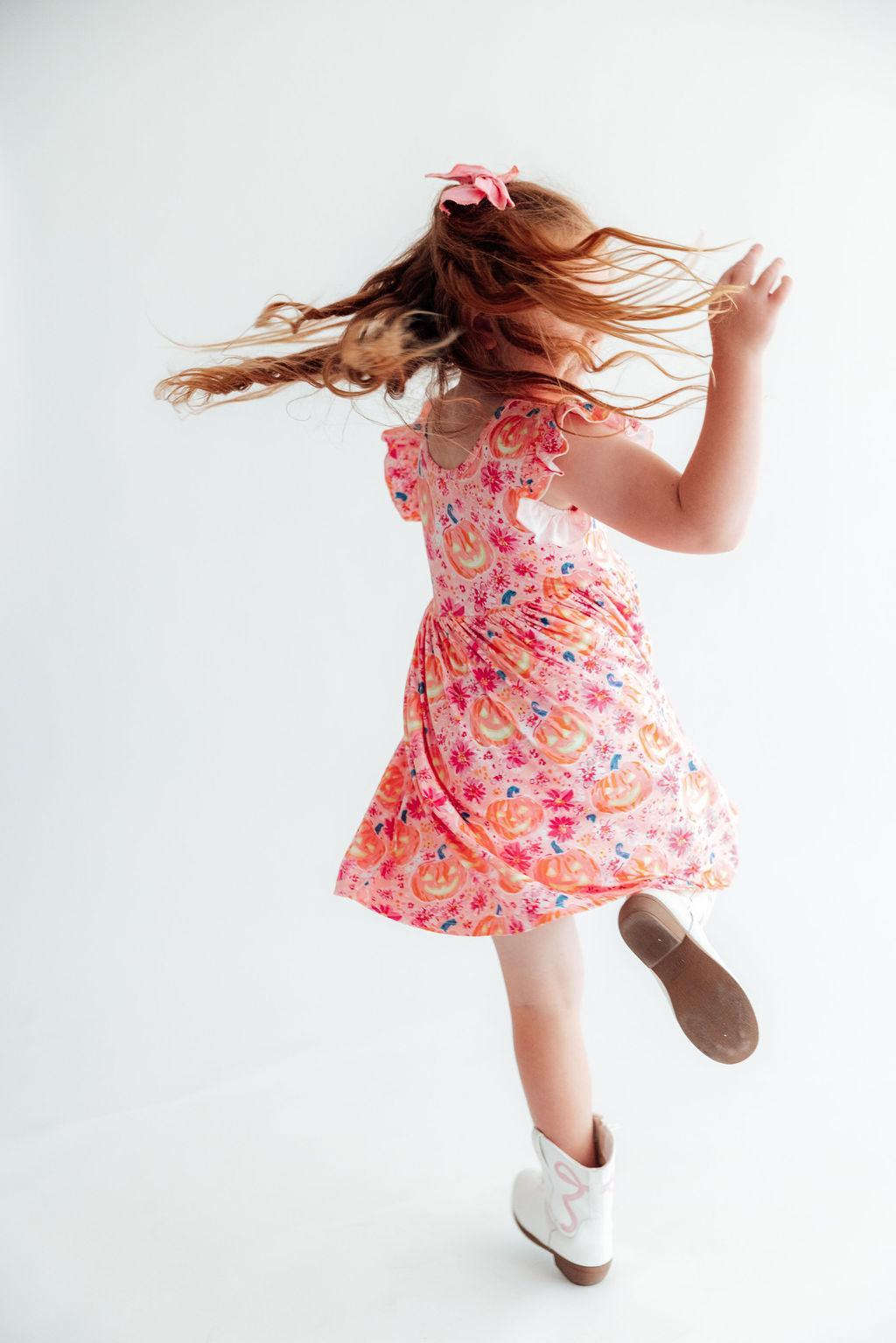 Spooktacular Flutter Sleeve Twirl Dress Baskit Bazaar