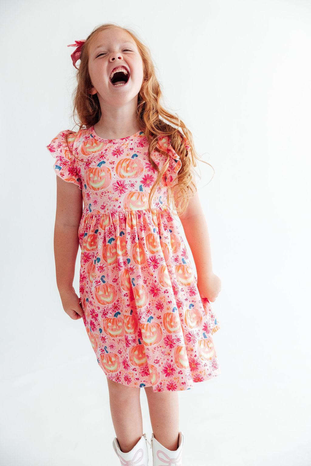 Spooktacular Flutter Sleeve Twirl Dress Baskit Bazaar