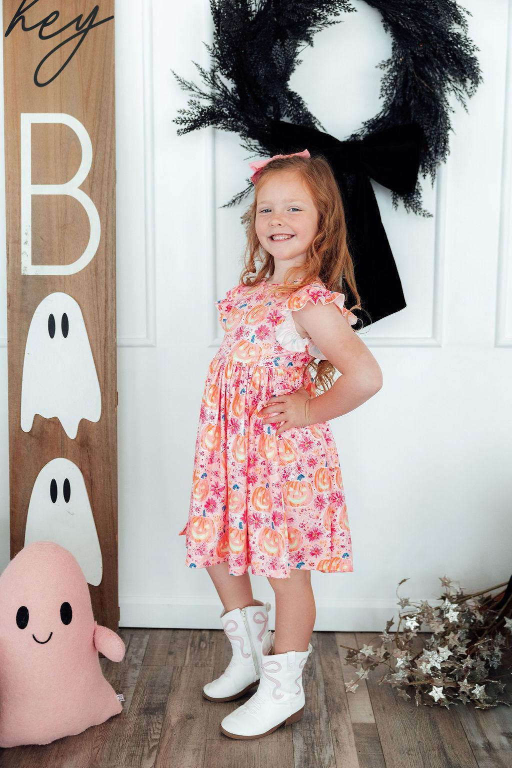 Spooktacular Flutter Sleeve Twirl Dress Baskit Bazaar