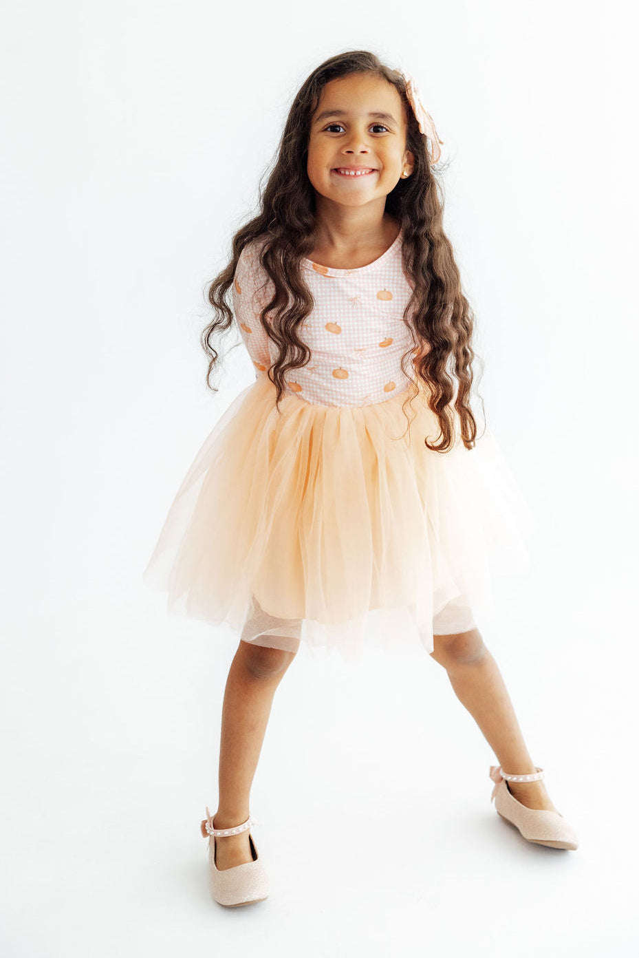 Gingham Pumpkins L/S Tutu Dress Baskit Bazaar