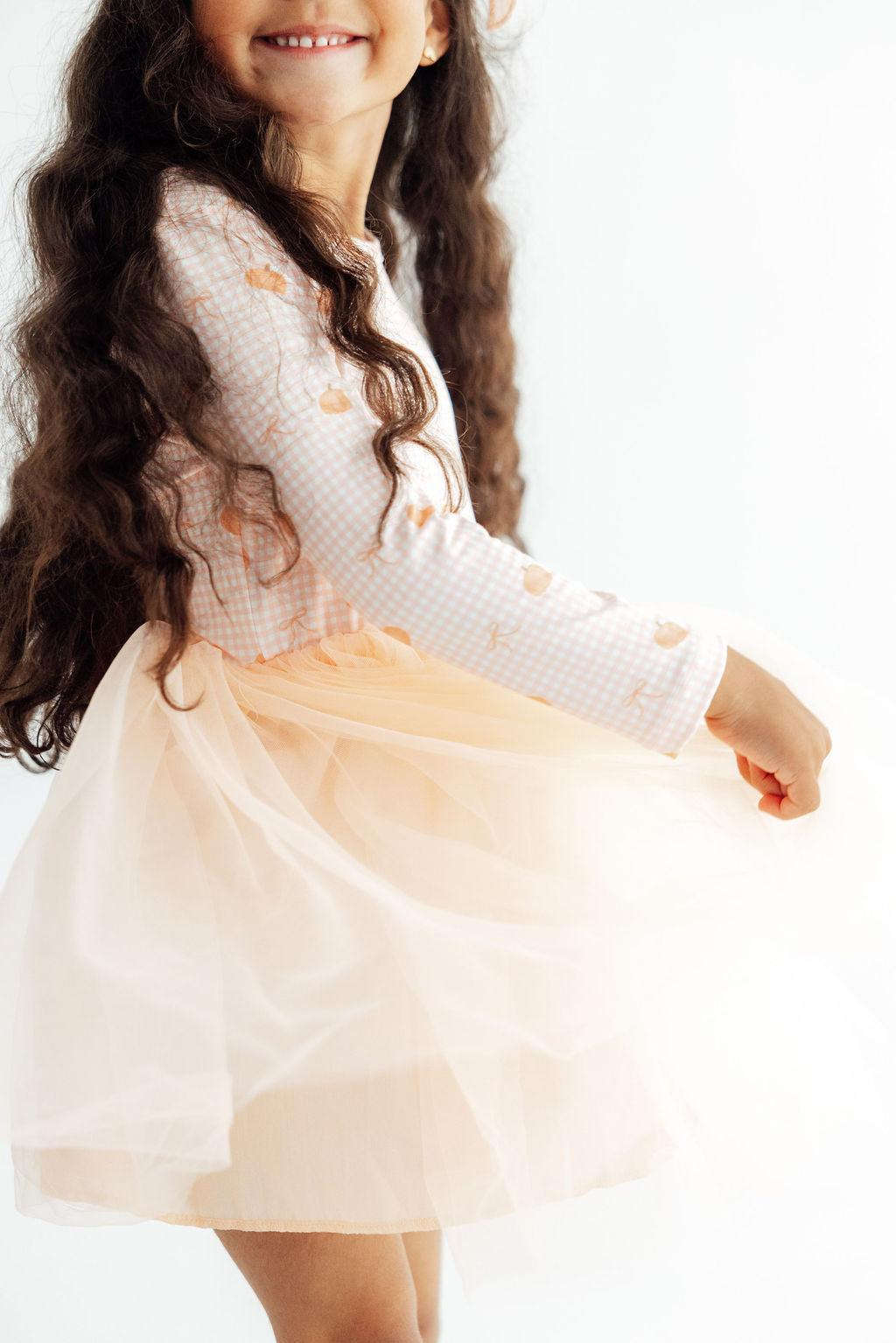 Gingham Pumpkins L/S Tutu Dress Baskit Bazaar