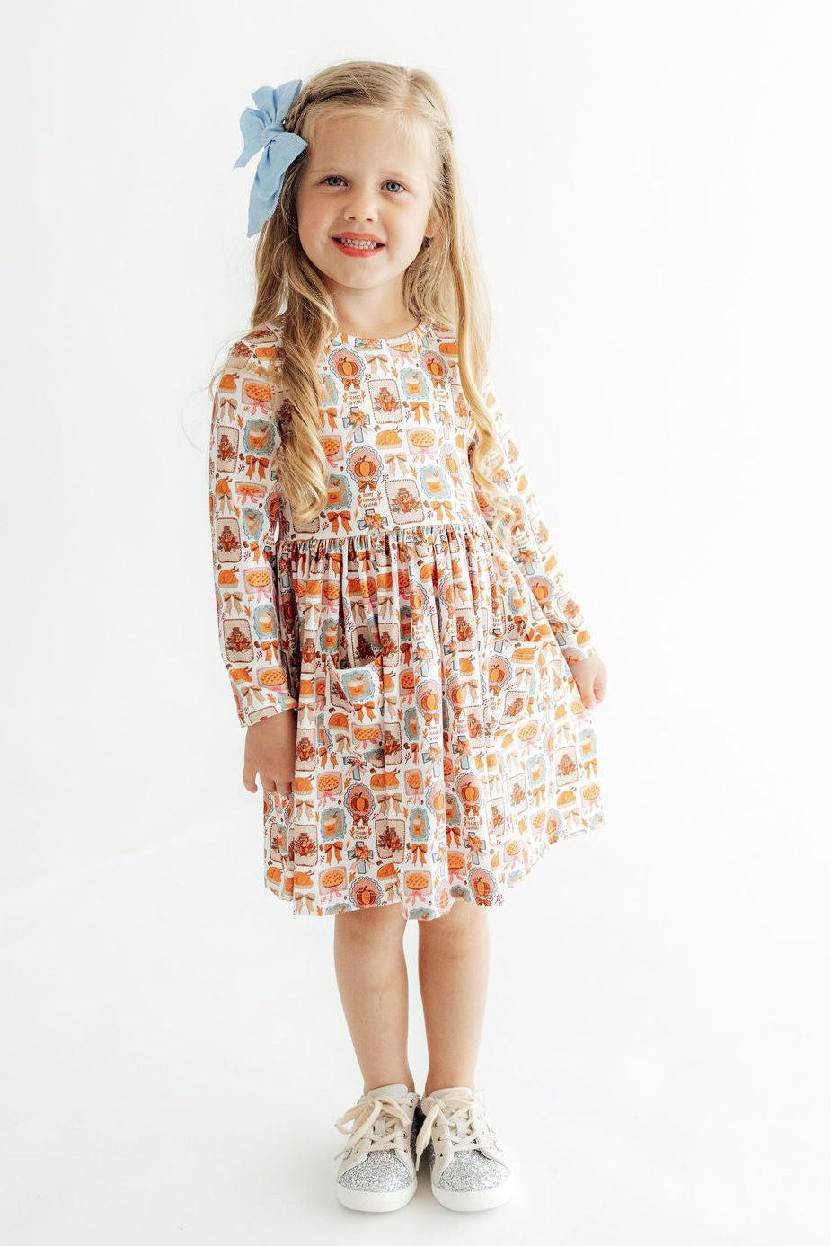 Give Thanks L/S Pocket Twirl Dress