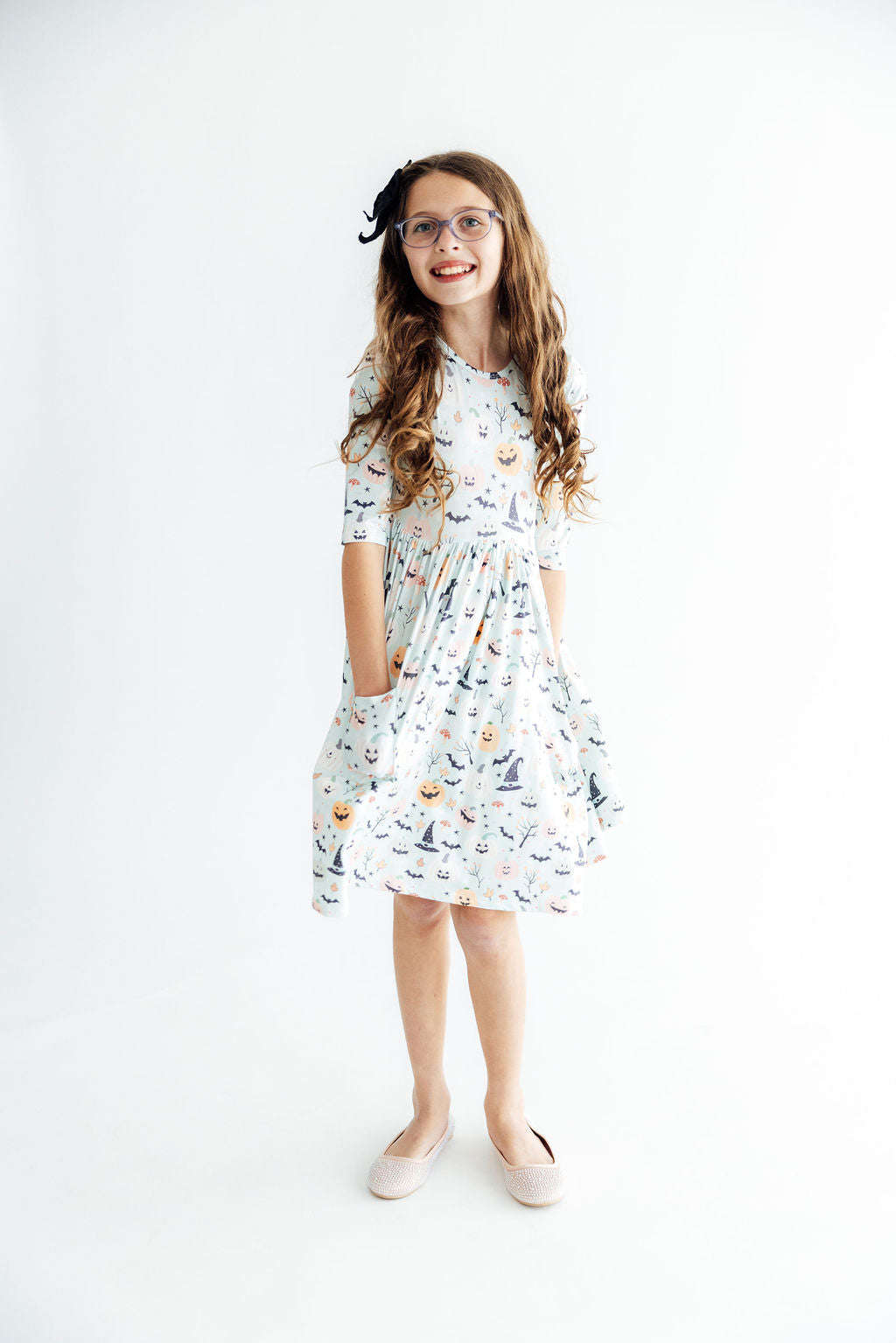 Ghouls Rule 3/4 Sleeve Pocket Twirl Dress Baskit Bazaar