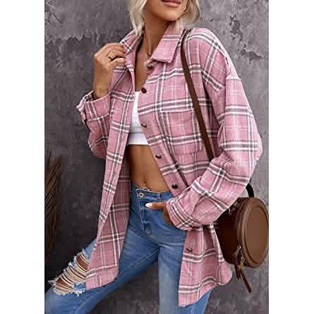 Women's Fall Clothes Plaid  Jacket Long Sleeve Baskit Bazaar